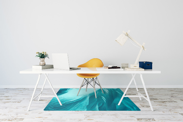 Chair mat floor panels protector blue feathers
