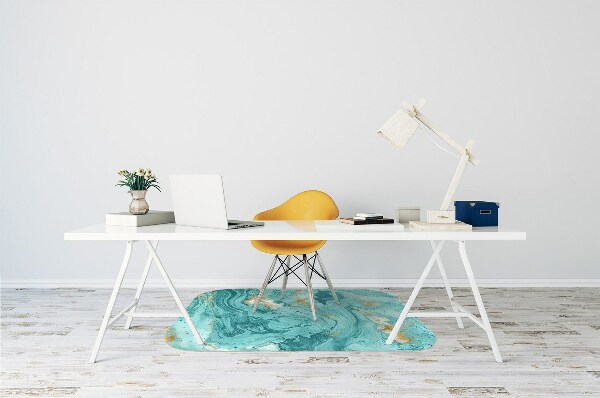Chair mat floor panels protector Marble turquoise