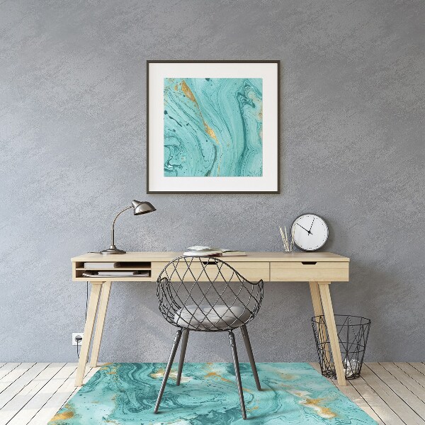 Chair mat floor panels protector Marble turquoise