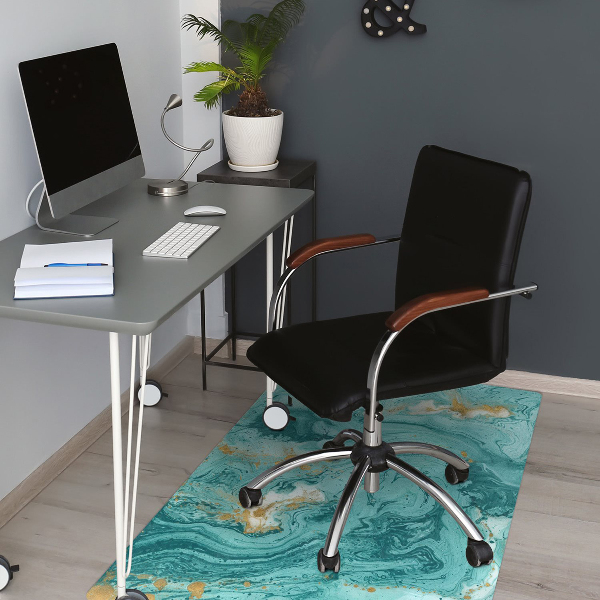 Chair mat floor panels protector Marble turquoise