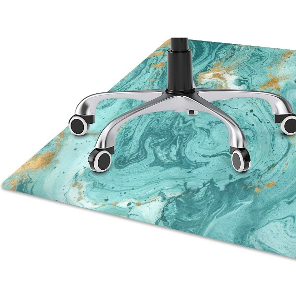 Chair mat floor panels protector Marble turquoise