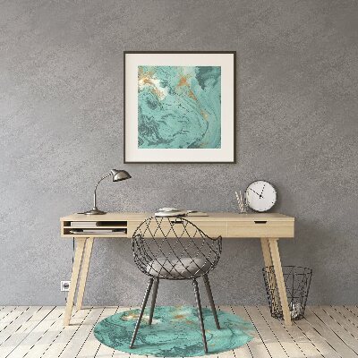 Chair mat floor panels protector Marble turquoise