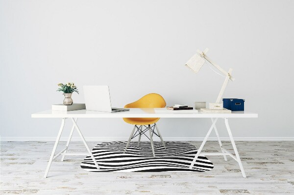 Office chair mat Black and white waves