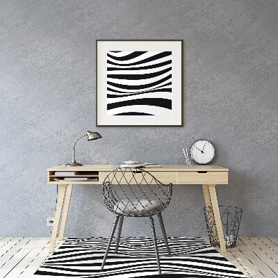 Office chair mat Black and white waves