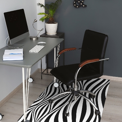 Office chair mat Black and white waves