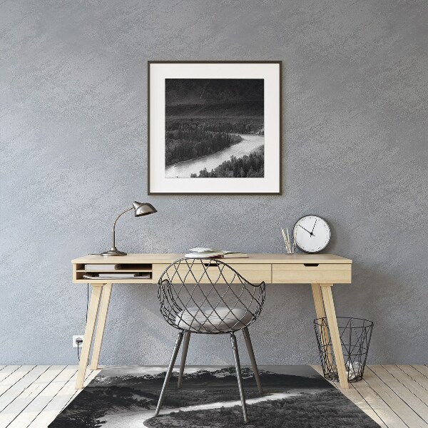 Desk chair mat dark mountains