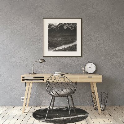Desk chair mat dark mountains