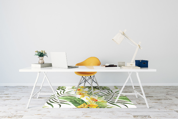 Office chair mat exotic leaf