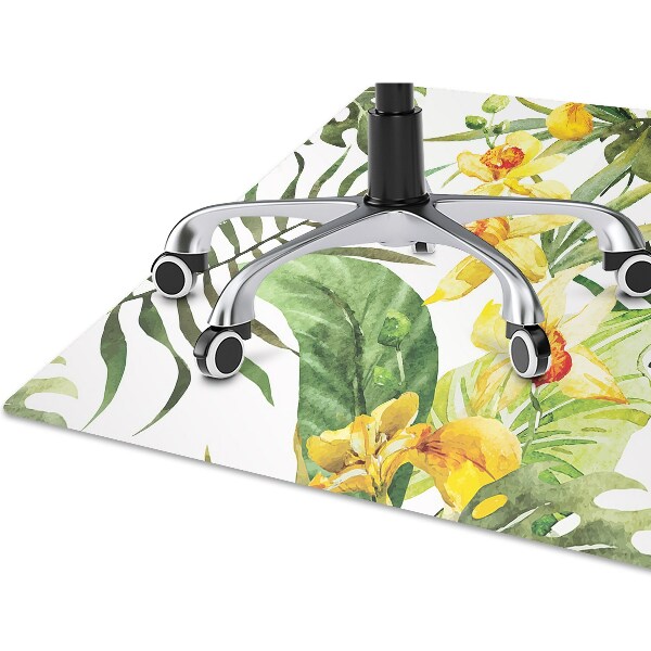 Office chair mat exotic leaf