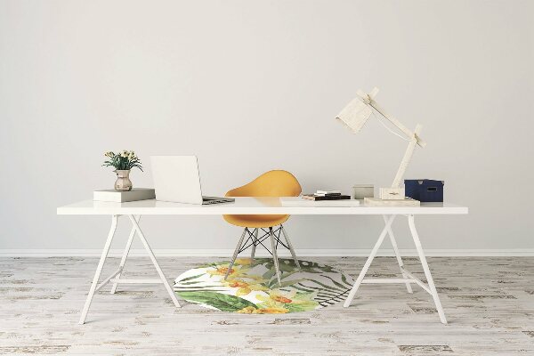 Office chair mat exotic leaf