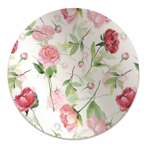 Office chair mat red flowers