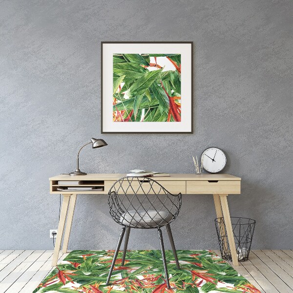 Office chair mat exotic flowers