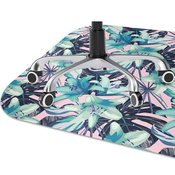 Office chair floor protector painted lilies