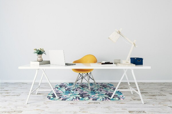 Office chair floor protector painted lilies