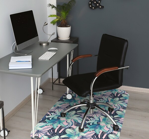 Office chair floor protector painted lilies