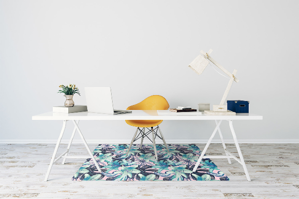 Office chair floor protector painted lilies