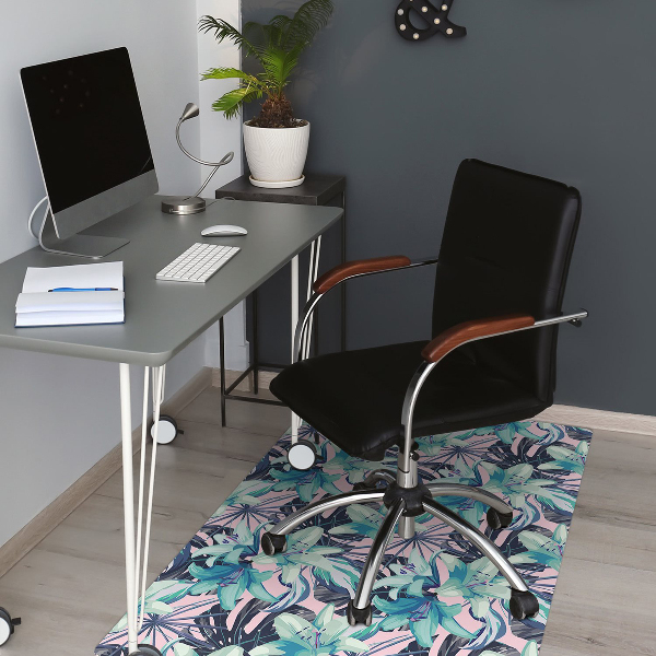 Office chair floor protector painted lilies