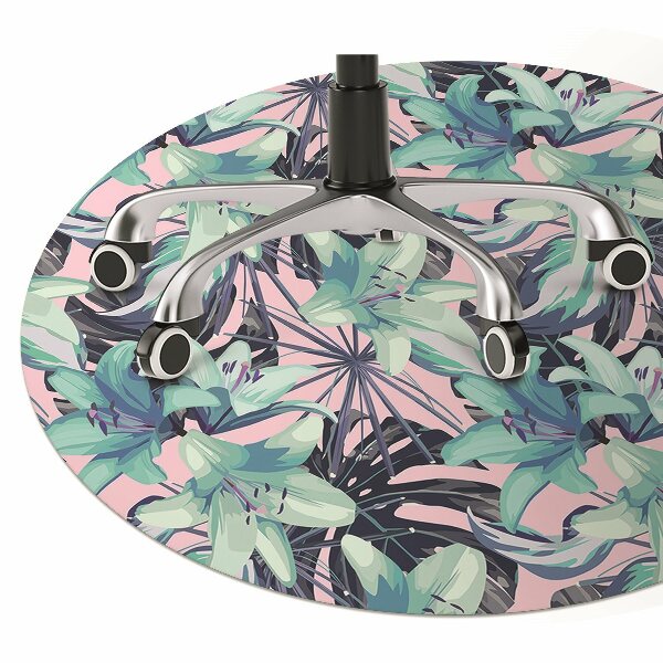 Office chair floor protector painted lilies