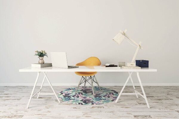 Office chair floor protector painted lilies