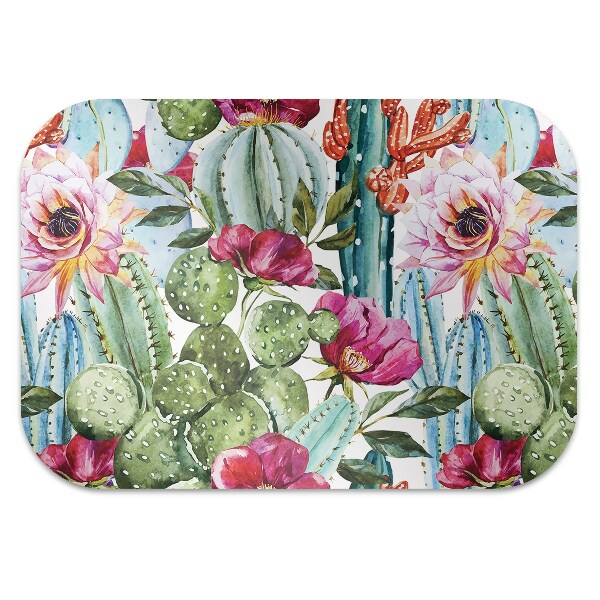 Office chair floor protector cactus flowers
