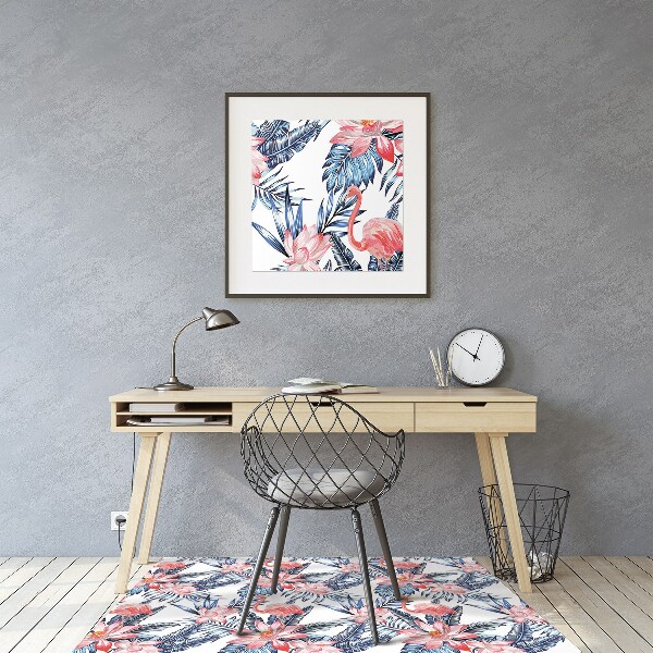 Chair mat floor panels protector painted flamingo