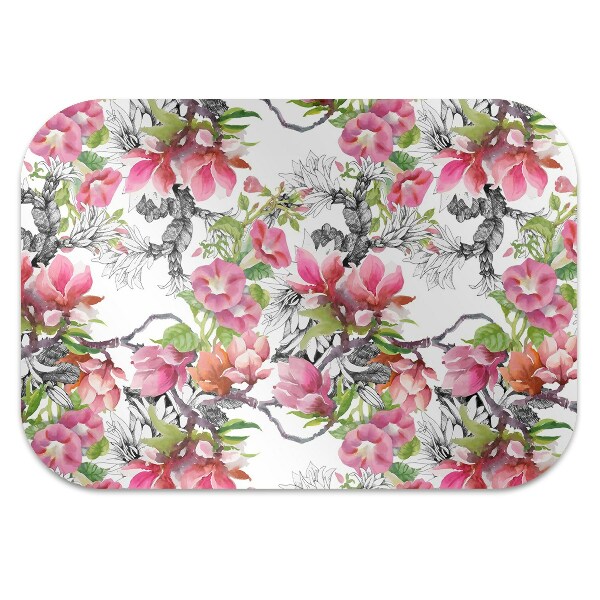 Office chair mat flowers watercolors