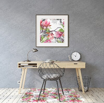 Office chair mat flowers watercolors