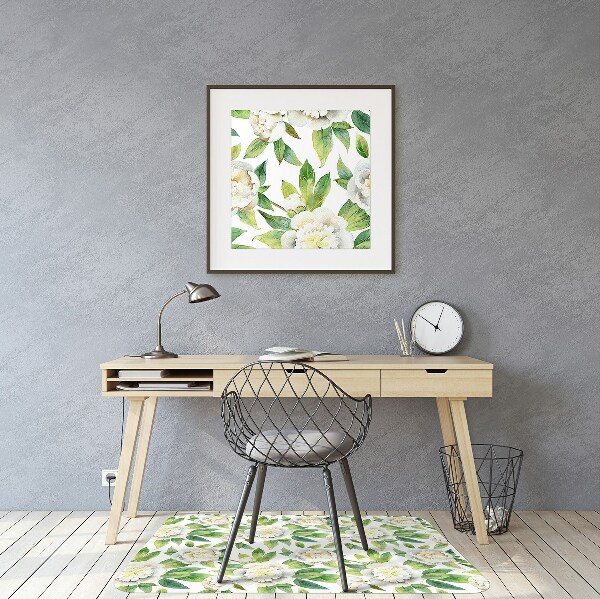 Office chair mat Peonies