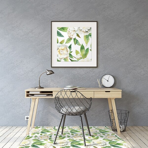 Office chair mat Peonies