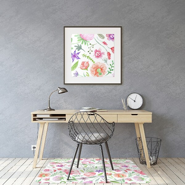 Office chair mat painted flowers
