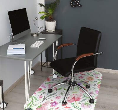 Office chair mat painted flowers