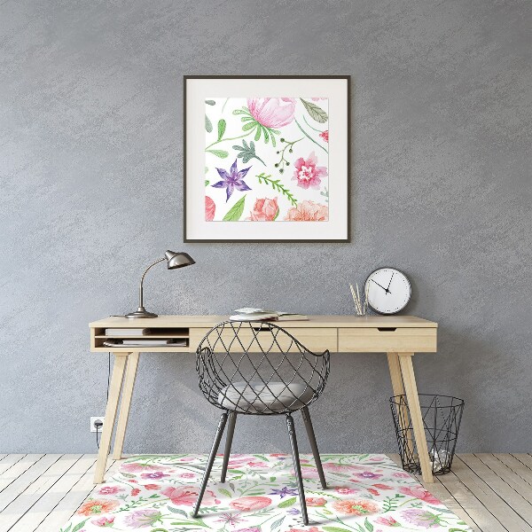 Office chair mat painted flowers
