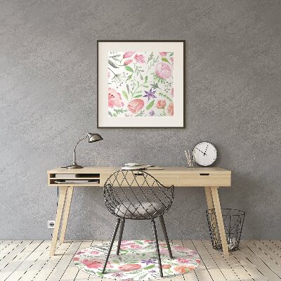 Office chair mat painted flowers