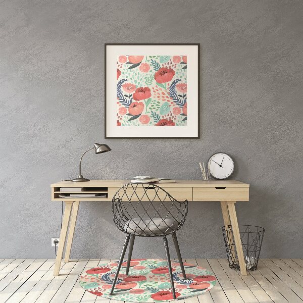 Office chair floor protector Poppy seed flower