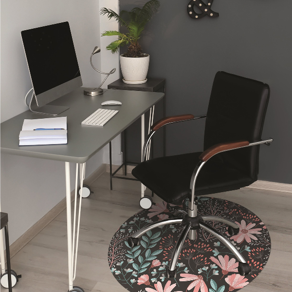 Office chair floor protector vintage flowers