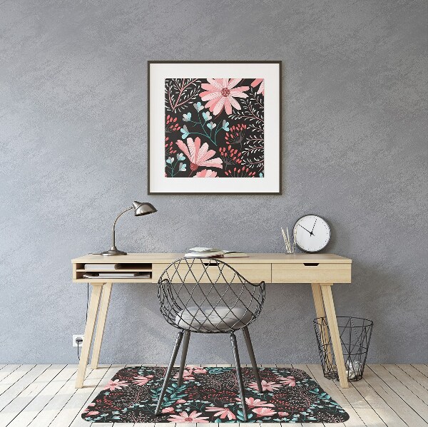 Office chair floor protector vintage flowers