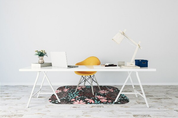 Office chair floor protector vintage flowers