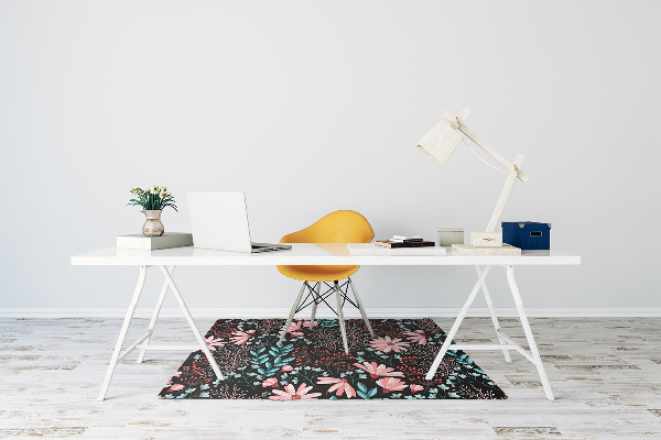 Office chair floor protector vintage flowers