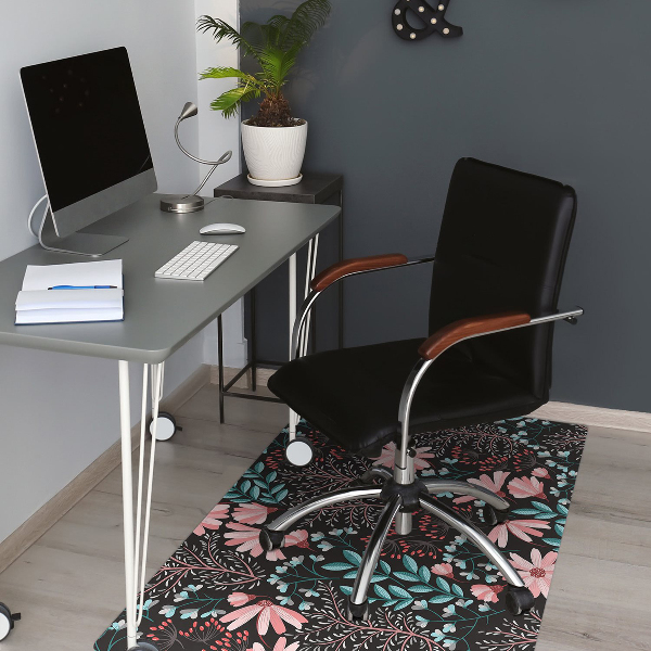 Office chair floor protector vintage flowers