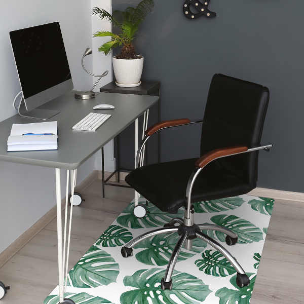 Office chair mat monstera leaves