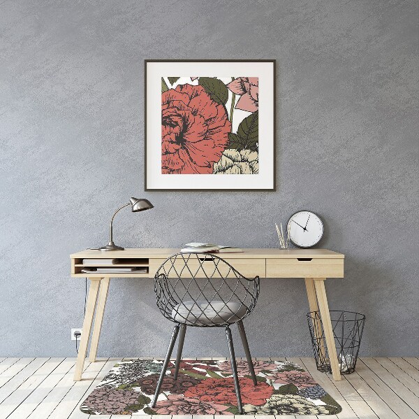 Office chair mat Autumn flowers