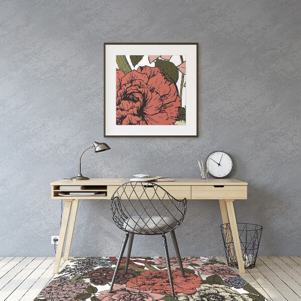 Office chair mat Autumn flowers