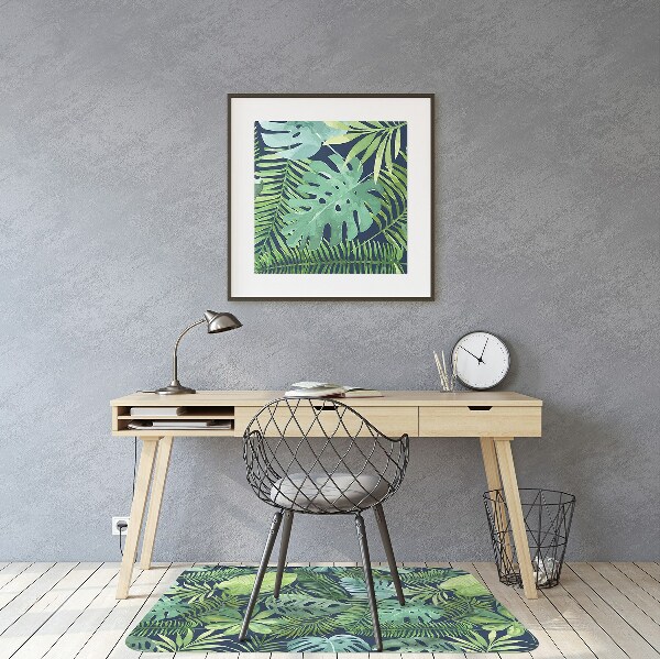 Office chair mat exotic leaves