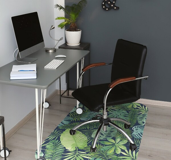 Office chair mat exotic leaves