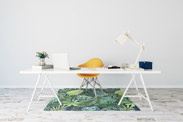 Office chair mat exotic leaves