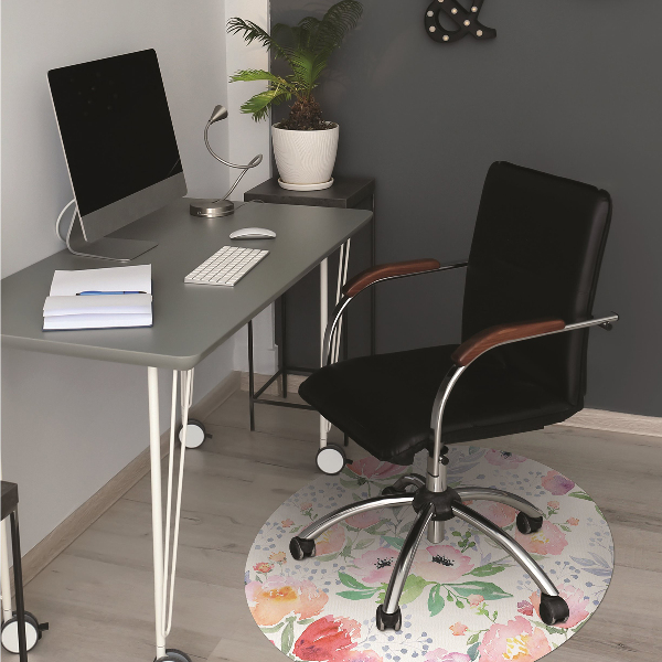 Office chair floor protector flowers pastels