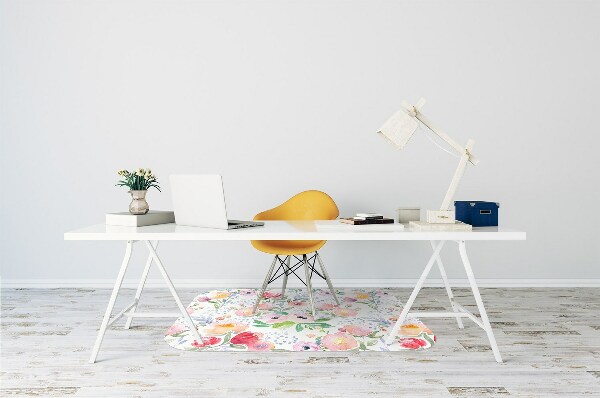 Office chair floor protector flowers pastels