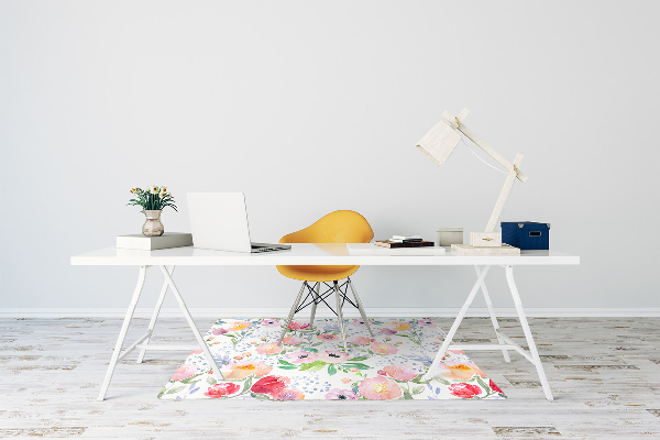 Office chair floor protector flowers pastels