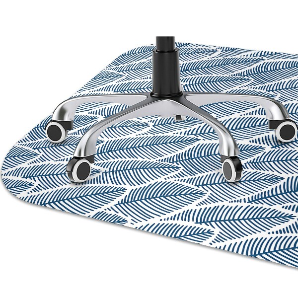 Office chair mat blue leaves