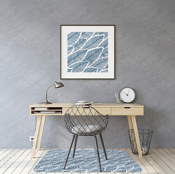 Office chair mat blue leaves